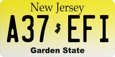 NJ license plate A37EFI