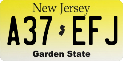 NJ license plate A37EFJ