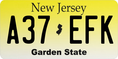 NJ license plate A37EFK