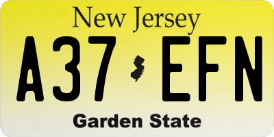 NJ license plate A37EFN