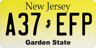 NJ license plate A37EFP