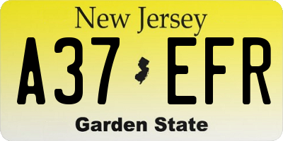 NJ license plate A37EFR