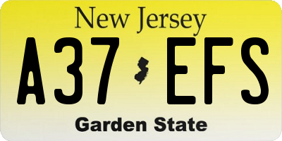 NJ license plate A37EFS