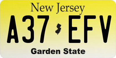 NJ license plate A37EFV