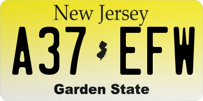 NJ license plate A37EFW