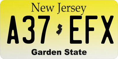 NJ license plate A37EFX