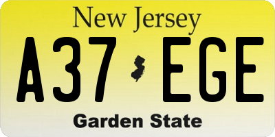 NJ license plate A37EGE