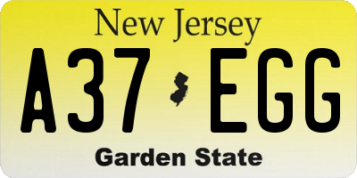 NJ license plate A37EGG