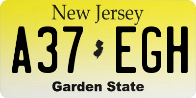 NJ license plate A37EGH