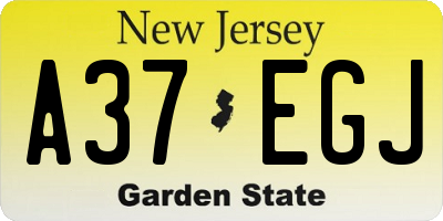 NJ license plate A37EGJ