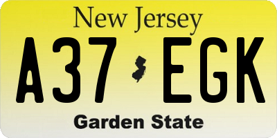 NJ license plate A37EGK