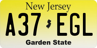 NJ license plate A37EGL