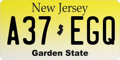 NJ license plate A37EGQ