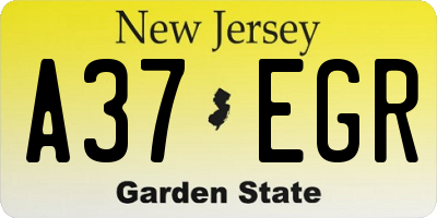 NJ license plate A37EGR