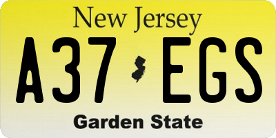 NJ license plate A37EGS