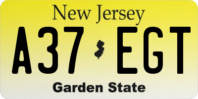 NJ license plate A37EGT