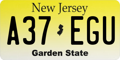 NJ license plate A37EGU