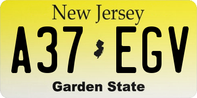 NJ license plate A37EGV