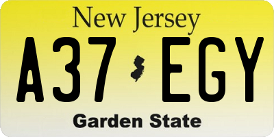 NJ license plate A37EGY