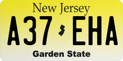 NJ license plate A37EHA