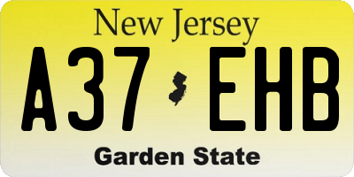 NJ license plate A37EHB