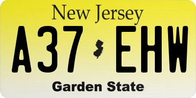 NJ license plate A37EHW