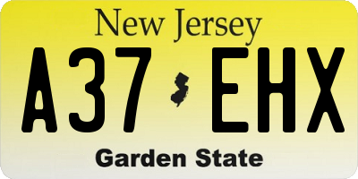 NJ license plate A37EHX