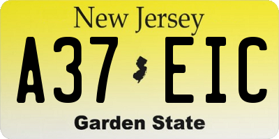 NJ license plate A37EIC