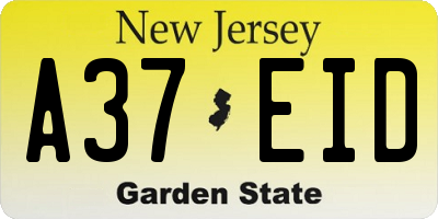 NJ license plate A37EID