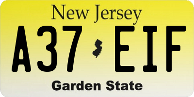 NJ license plate A37EIF