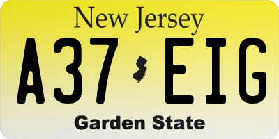 NJ license plate A37EIG