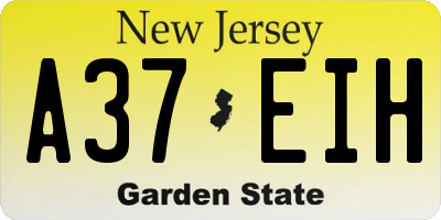 NJ license plate A37EIH