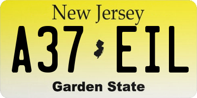 NJ license plate A37EIL