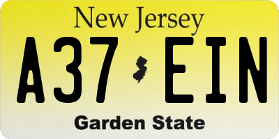 NJ license plate A37EIN