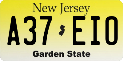 NJ license plate A37EIO