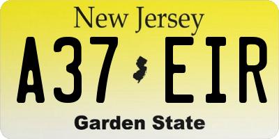 NJ license plate A37EIR
