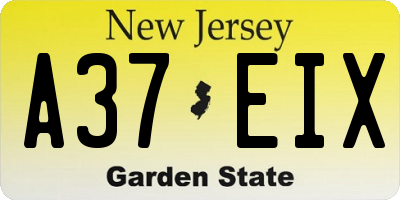 NJ license plate A37EIX