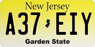 NJ license plate A37EIY