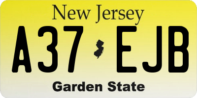 NJ license plate A37EJB