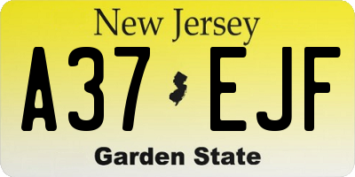 NJ license plate A37EJF