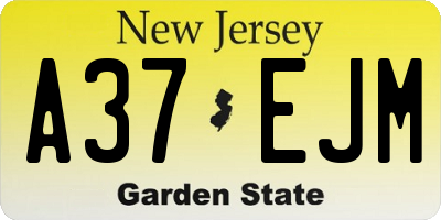NJ license plate A37EJM