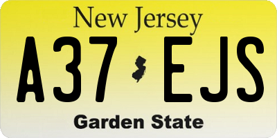 NJ license plate A37EJS