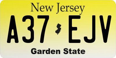 NJ license plate A37EJV
