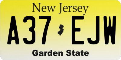NJ license plate A37EJW