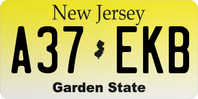 NJ license plate A37EKB