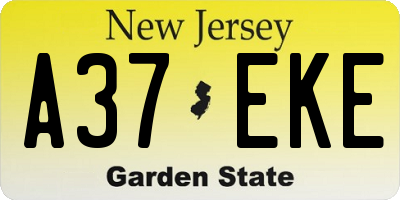 NJ license plate A37EKE