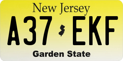 NJ license plate A37EKF