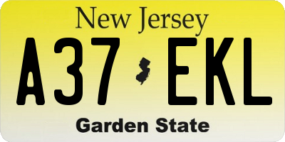 NJ license plate A37EKL