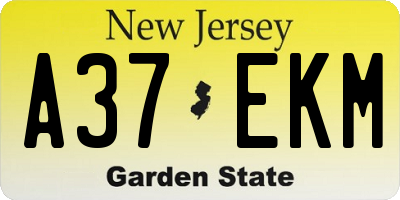 NJ license plate A37EKM