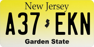 NJ license plate A37EKN